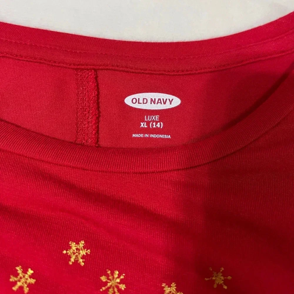OLD NAVY Girls Red Luxe Holiday Shirt 